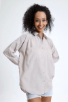 Kadın Bej Cepli Oversize Uzun Basic Poplin Gömlek Kadın Bej Cepli Oversize Uzun Basic Poplin Gömlek
